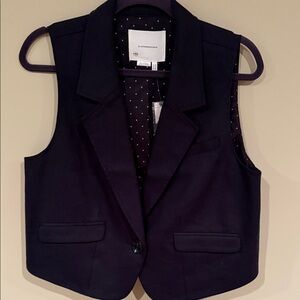 NWT Anthropologie (Ernest Grace)Black Vest with Polka Dot Interior - 12